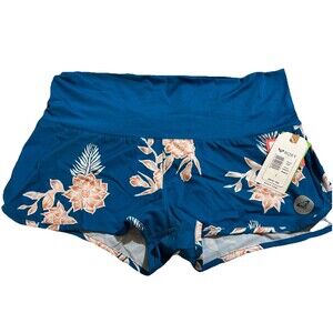 NWT Roxy Womens Swim Shorts Size Large Summer Floral Print Blue